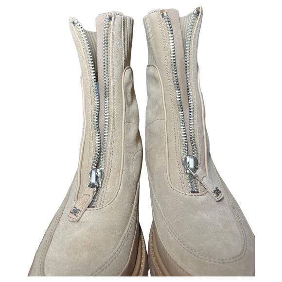 Sam Edelman Boots Womens 8 Leone Leather Chunky Mid Calf Combat Shoes Tan - Picture 15 of 16